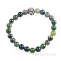 Bracelet de Perles Agate aquatiques la main 22 8mm